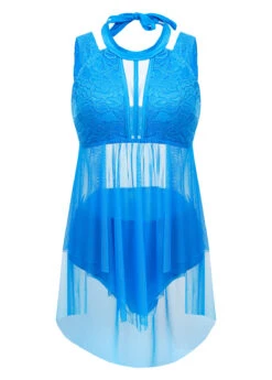 Lace Mid Waisted Sky Blue Swimdress And Panty -AquaLina Store 1697777899251913518