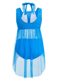 Lace Mid Waisted Sky Blue Swimdress And Panty -AquaLina Store 1697777899521196773