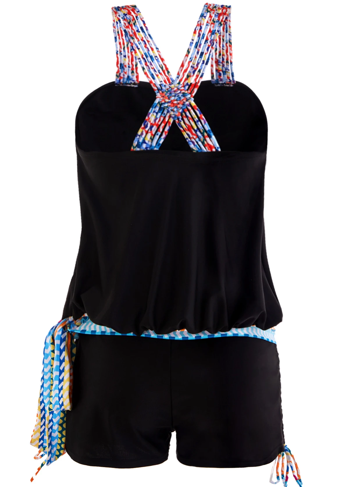 Tribal Print Black Tie Side Tankini Set 6 Tribal Print Black Tie Side Tankini Set - Image 4