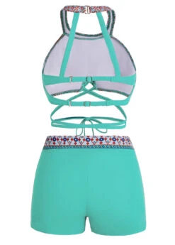 Tribal Print Cutout Back Tie Front Bikini Set -AquaLina Store 1698038405881118206