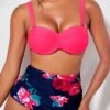 Tie Back Flower Print High Waist Bikini Set -AquaLina Store 223838 P 16420691009900