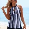 Striped Pierced Tie Side Tankini Set -AquaLina Store 232265 P 15773287409790