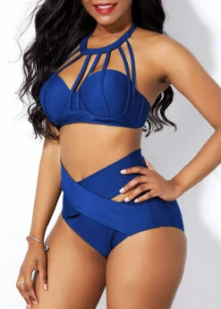 Cage Neck High Waist Clipback Bikini Set -AquaLina Store 242420 P 15895064283722