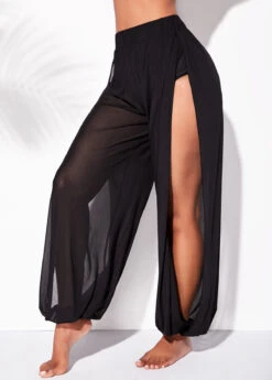 High Waisted Mesh Cutout Leg Beach Pants