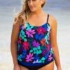 Plus Size Floral Print Spaghetti Strap Tankini Set -AquaLina Store 259863 P 16182765530630