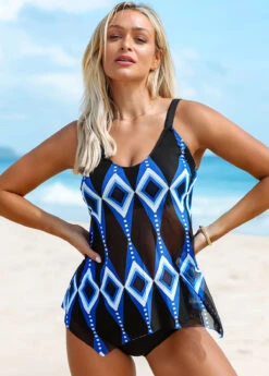 Geometric Print Hanky Hem Tankini Set 9 Geometric Print Hanky Hem Tankini Set -AquaLina Store 260991 P 16128707369922