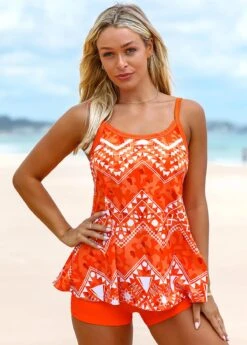 Spaghetti Strap Tribal Print Tankini Set -AquaLina Store 260994 P 16118146376663
