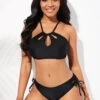 Keyhole Neckline Drawstring Cross Strap Bikini Set -AquaLina Store 261183 P 16099235507910