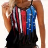 American Flag Print Drawstring Side Tankini Set 1 American Flag Print Drawstring Side Tankini Set -AquaLina Store 262586 P 1622272731404