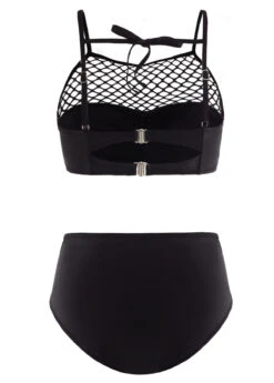 Pierced Tie Back Mid Waist Bikini Set -AquaLina Store 264212 P 1698285499536