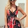 Tie Back Halter Butterfly Print Swimdress And Shorts -AquaLina Store 264628 P 16243557058830