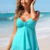 Mesh Stitching Center Shirred Tankini Set -AquaLina Store 264694 P 16155292154580