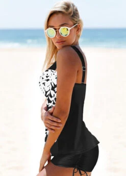 Wide Strap Drawstring Side Printed Tankini Set -AquaLina Store 265961 P 1614586656431