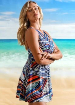 Cross Strap Twist Front Printed Swimdress And Shorts 12 Cross Strap Twist Front Printed Swimdress And Shorts -AquaLina Store 266488 P 16213243214384