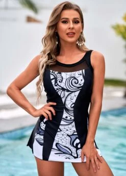 Printed Cutout Back Round Neck Swimdress And Panty 8 Printed Cutout Back Round Neck Swimdress And Panty -AquaLina Store 266511 P 16156865229312