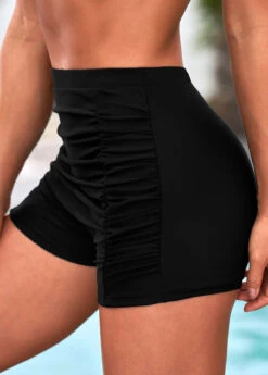 Black Ruched High Waisted Swim Shorts -AquaLina Store 266944 P 16159722370472