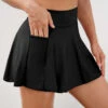 High Waisted Pocket Black Pleated Hem Swim Skirt -AquaLina Store 268058 P 16190772920500