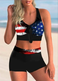 American Flag Print Bowknot High Waist Bikini Set -AquaLina Store 269301 P 1618192768131