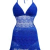 Lace Stitching Solid Halter Swimdress And Panty -AquaLina Store 271429 P 1697778440010