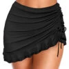 High Waisted Solid Drawstring Side Swim Skirt -AquaLina Store 272873 P 1623755063845
