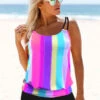 Rainbow Stripe Spaghetti Strap Tankini Set -AquaLina Store 274698 P 1621939233717