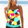 Geometric Print Multi Color Tankini Set -AquaLina Store 276579 P 1623048937677