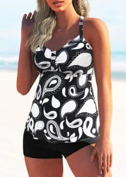 Wide Strap Criss Cross Back Animal Prints Tankini Set -AquaLina Store 277234 P 1623746553772