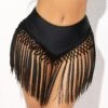 Tassel Detail Mid Waist Solid Bikini Bottom -AquaLina Store 277811 P 16258253219180
