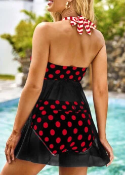Polka Dot Striped Halter Swimdress And Panty -AquaLina Store 280475 P 16273867817491