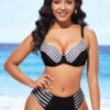 Striped Mid Waist Spaghetti Strap Bikini Set -AquaLina Store 288871 P 16371198826490