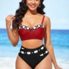 High Waisted Color Block Polka Dot Bikini Set -AquaLina Store 289002 P 16424152205230