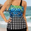 Black Polka Dot And Tropical Print Tankini Set 2 Black Polka Dot And Tropical Print Tankini Set -AquaLina Store 289074 P 1657703381760