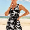 Color Block Checkered Print Cutout Swimdress Set -AquaLina Store 289312 P 16391041407210