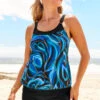 Printed Wide Strap Blue Tankini Set 1 Printed Wide Strap Blue Tankini Set -AquaLina Store 289317 P 16391185844720