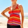 Rainbow Color Striped Double Straps Tankini Set 1 Rainbow Color Striped Double Straps Tankini Set -AquaLina Store 289537 P 16412853661610