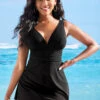 Shirred Black Twist Hem Swimdress Set 1 Shirred Black Twist Hem Swimdress Set -AquaLina Store 289735 P 16479990543570