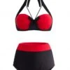 Bowknot High Waisted Color Block Bikini Set -AquaLina Store 290240 P 1698057541648