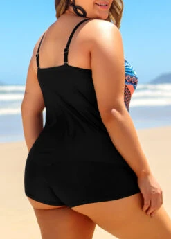 Tribal Print Spaghetti Strap Plus Size Tankini Set -AquaLina Store 291027 P 16420510978101
