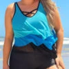 Blue Plus Size Layered Hem Cross Strap Tankini Set 1 Blue Plus Size Layered Hem Cross Strap Tankini Set -AquaLina Store 291157 P 16408604698800