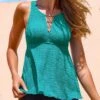 Cut Out Turquoise Wide Strap Tankini Set -AquaLina Store 313909 P 16708424818580