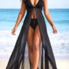 Metal Ring Black Tie Front Cover Up -AquaLina Store 318633 P 16722266031743