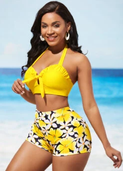 Bowknot Yellow Tie Back Bikini Set 10 Bowknot Yellow Tie Back Bikini Set -AquaLina Store 318712 P 16697192495492
