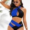 Criss Cross Contrast Blue Bikini Set -AquaLina Store 319113 P 16697195158740