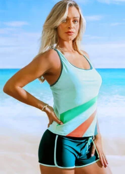 Wide Strap Striped Green Tankini Set -AquaLina Store 319133 P 1667788849209