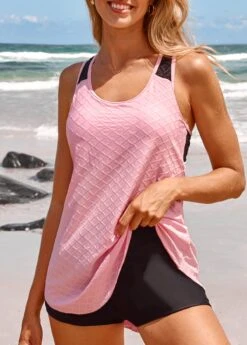 Criss Cross Pink Lace Tankini Set -AquaLina Store 319860 P 16752174217792