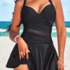 Criss Cross Black Mesh Swimdress Set