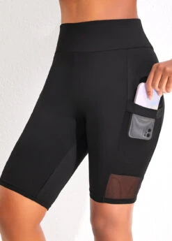 High Waisted Black Pocket Beach Shorts