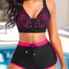 Hollow Criss Cross Hot Pink Bikini Set -AquaLina Store 322771 P 16722266000950