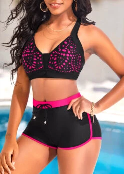 Hollow Criss Cross Hot Pink Bikini Set 10 Hollow Criss Cross Hot Pink Bikini Set -AquaLina Store 322771 P 16722266001662