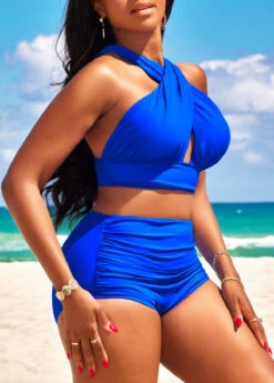 Stretch Criss Cross Royal Blue Bikini Set -AquaLina Store 322873 P 16778425072182